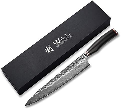 Wakolı Şam şef bıçağı büyük bıçak 12 inç - son derece keskin profesyonel mutfak bıçağı şam bıçak ve siyah Pakka ahşap, pişirme bıçakları,