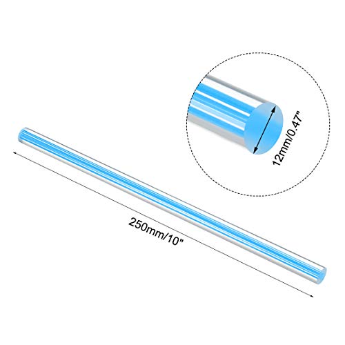 uxcell Akrilik Yuvarlak Çubuk, 1/2 inç Çap 10 inç Uzunluk, Düz Açık Mavi Çizgi, Katı Plastik PMMA Çubuk Sopa