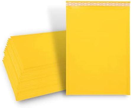 PSBM Kraft baloncuklu zarf, 5x10 İnç, 10500 Paket, Yastıklı Nakliye Zarf Postaları, Altın Sarısı, Kendinden Mühür ve Soyma Şeridi
