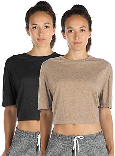 ıcyzone Aç Geri Egzersiz gömlekler-Yoga t-shirt Activewear Egzersiz Kırpma Üstleri Kadınlar için (2'li paket)