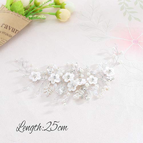 YBSHIN Gelin Düğün Saç Asma Gümüş Kristal Kafa Bandı Çiçek kafa Parçası Inci saç aksesuarı Takı Kadınlar ve Kızlar ıçin