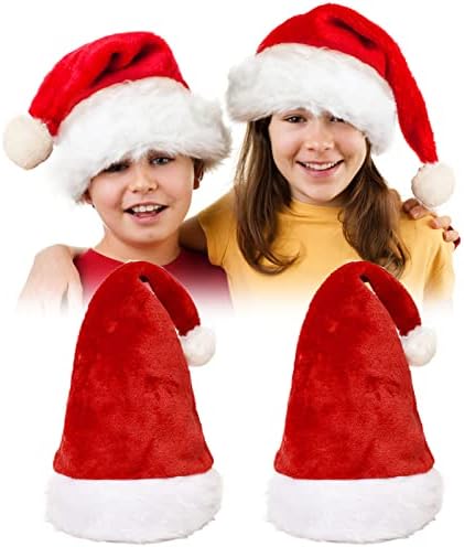 DBYLXMN 2 Paket Noel Şapka Santa Şapka Noel Tatil Şapka Yetişkinler İçin Unisex Kadife Klasik Santa Şapka Olay Masa Örtüsü