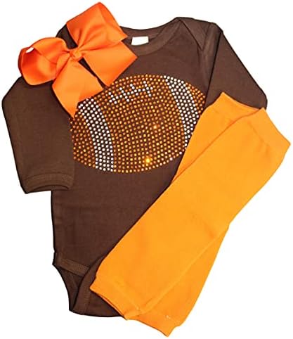 FanGarb Bebek kız taklidi turuncu futbol takımı taklidi kıyafet, bodysuit, bacak ısıtıcıları ve yay
