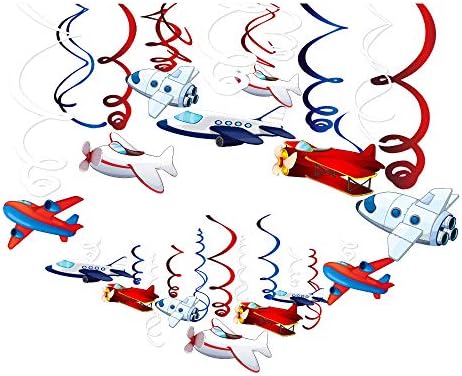 CC EV Uçak Asılı Girdap Dekorasyon Uçak Tavan Flama Dekorasyon Çocuklar için Erkek Kız Doğum Günü Partisi, bebek Duş(30 Paket)