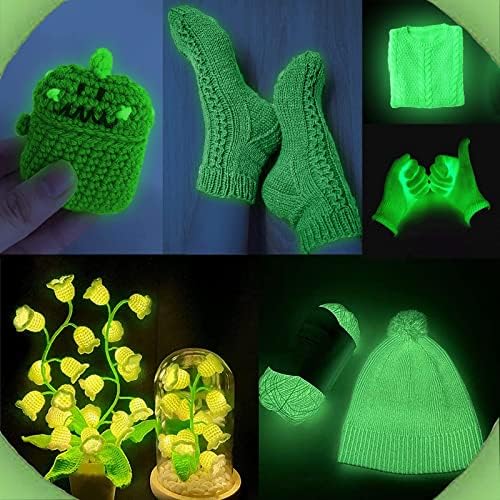 Pamuk İpliği Skeins Glow Yeşil-55 Metre Karanlıkta Parlayan İplik, Büyük Tığ Dikiş Tedarikçileri Örgü İpliği Anahtarlık/Fincan Mat/Şapka/Eşarp
