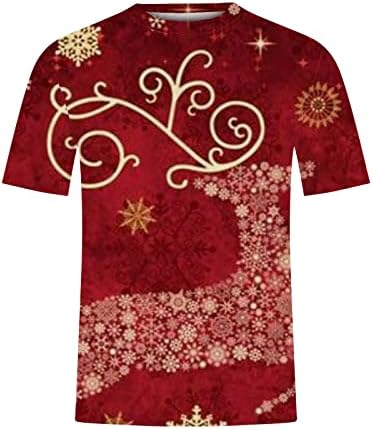 Erkek T Shirt Rahat Noel 3D Baskı Yuvarlak Boyun Kısa Kollu T-Shirt Artı Boyutu Bluz ve Şort Setleri Kırmızı