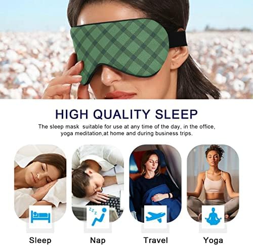 Unisex Uyku Göz Maskesi Yeşil-Çapraz-Ekose Gece Uyku Maskesi Rahat Göz Uyku Gölge Kapak