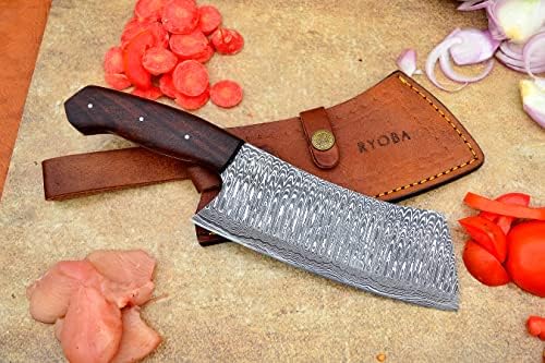 RYOBA şef bıçağı / Titanyum Kaplı Yüksek Karbonlu şef bıçağı / şam Bıçak Cleaver Bıçak