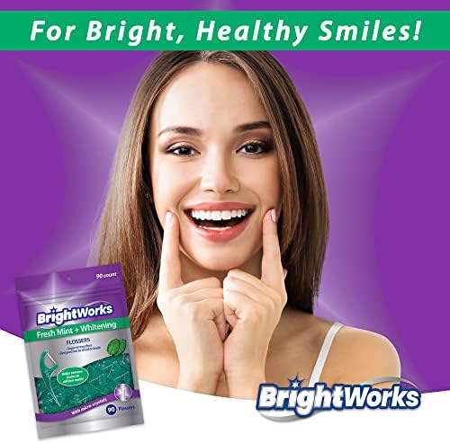 270 Adet BrightWorks Taze Nane + Beyazlatıcı Diş Pensesinde, Yetişkinler için Süper Güçlü Diş İpi, Nane Aromalı Diş İpi ve Mikro Kristalli,