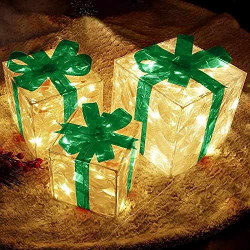 Arkadaşlar gösterisi süs Noel parlayan dekorasyon hediye kutusu süs yay ile Noel aydınlatma kutusu açık ışık aydınlatma noel kutusu