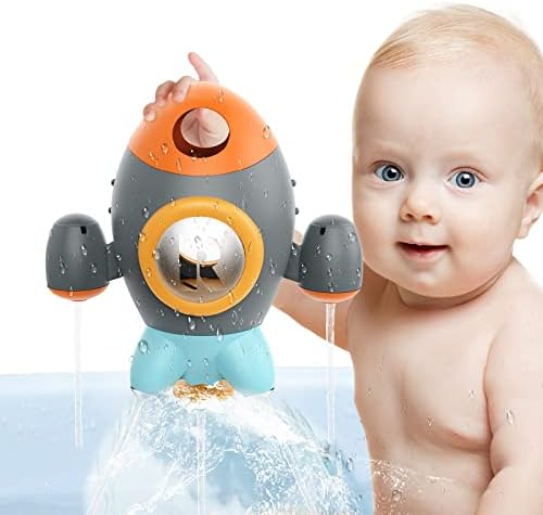 Hiitytin Banyo Oyuncakları, Yeni Yürümeye Başlayan Çocuklar için Banyo Oyuncakları Uzay Roketi, Bebek Banyo Oyuncağı Bebek için Dönen