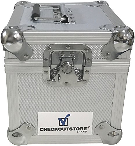 CheckOutStore (1) Alüminyum Ağır Hizmet Tipi 7 45 RPM Vinil Kayıt Albümü saklama kutusu (Gümüş / 100 Kayıt Tutar)
