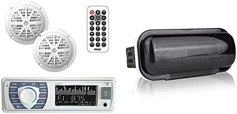 Deniz Alıcısı ve Hoparlör Seti-ın-Dash LCD Dijital Stereo Dahili Bluetooth ve Mikrofon w / Suya Dayanıklı Deniz Stereo Kapağı-Dumanlı