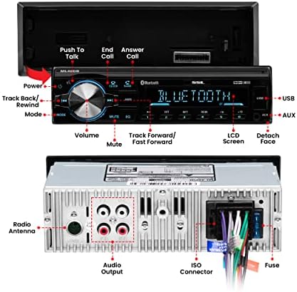 Sound Storm Laboratories ML46DB Araç Ses Stereo Sistemi-Tek Dın, Bluetooth Ses ve Çağrı Kafa Ünitesi, CD Çalar Yok, USB, AUX girişi,