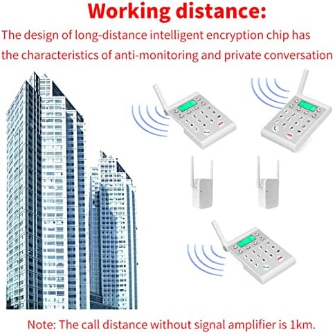 Kablosuz İnterkom Telefonu, 410MHz ila 460MHz Eller Serbest Net Çağrı Güçlü Sinyal Kablosuz interkom sistemi Ev için (Beyaz)