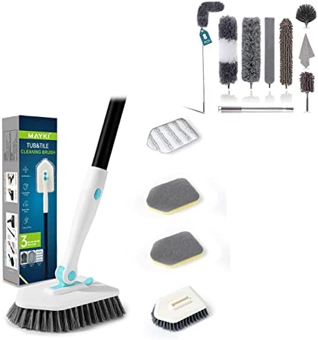 MAYKİ Mikrofiber Dusters Temizlik için 8 ADET ve Beyaz Duş Scrubber Temizlik için 5 ADET