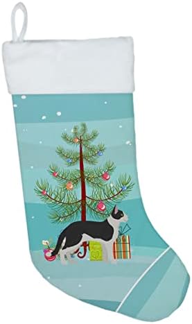 Caroline'ın Hazineleri CK4549CS İki Renkli Ege Kedisi Merry Christmas Noel Çorabı, Şömine Asılı Çoraplar Noel Sezonu Parti Dekoru Aile