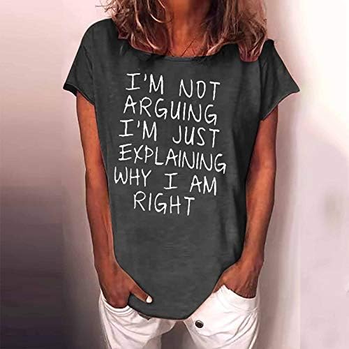 Artı Boyutu Yaz Üstleri Kadınlar için Crewneck Mektup Baskılı T Shirt Gevşek Fit Kısa Kollu Tees Moda Casual Bluzlar