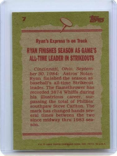 Nolan Ryan Kartı 1985 Topps Rekor Kıran 7 Houston Astros-Nane Yepyeni Tutucuda Gönderilir