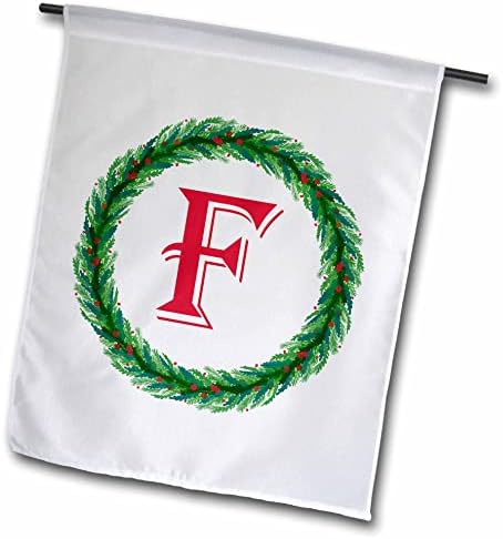 3dRose Noel Çelenk Monogramı F Kırmızı Başlangıç, SM3DR Bayrakları (fl_353349_1)