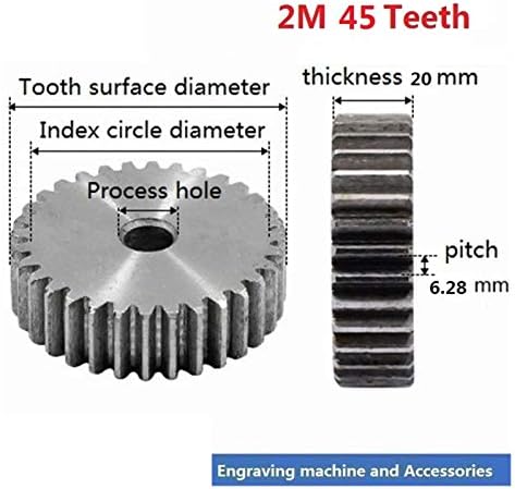 MKSIWSA Sanayi 2 M 45 Diş Düz Dişli 45 Çelik Silindirik Dişli Yüksek Hassasiyetli Eşmerkezlilik Pinyonlar (Diş sayısı : 45 Diş)