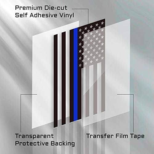 Gearoot 3 Paket Kalıp Kesim Yansıtıcı İnce Mavi Çizgi Çıkartmaları, Otomobil ve Kamyonlar için Amerikan Bayrağı Çıkartmaları, 5x3 inç