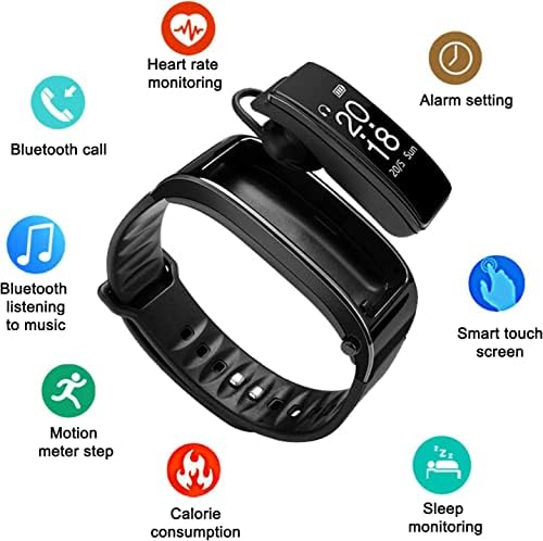 Gspmoly 3 P akıllı bilezik Bluetooth kulaklık, 2-in-1 Su Geçirmez spor saat Pedometre Erkekler Kadınlar için, Kalp Hızı Testi, Egzersiz