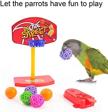Nuatpetin Papağanlar için 5 Adet Kuş Eğitim Oyuncak, Papağan zeka geliştiren oyuncak Mini Alışveriş Sepeti Basketbol İstifleme Halkaları