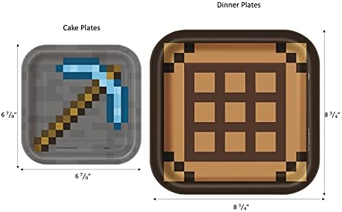 Minecraft Parti Malzemeleri 16 Misafir için Tabak, Peçete, Çatal, Bardak, Masa Örtüsü ve Süslemeli Paket