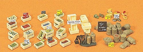 Preiser Meyve ve Sebze Kutuları ve Çuval Çeşitleri w/Ölçek (Kit) HO Ölçekli Modeller