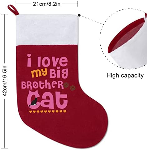 Ağabeyimi Seviyorum Kedi Kırmızı Noel Tatili Çorap Ev Dekorasyonu için Noel Ağacı Şömine Asılı Çorap