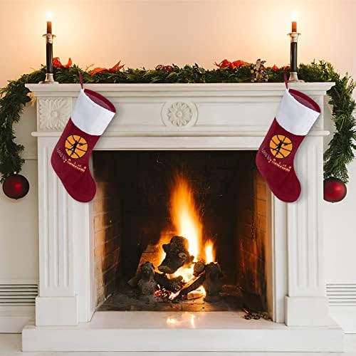 Basketbolumu Seviyorum Kırmızı Noel Tatili Çorap Ev Dekorasyonu için Noel Ağacı Şömine Asılı Çorap