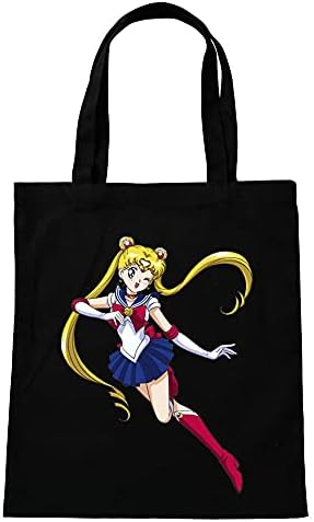 OPTİDOG 2 ADET Sailor Moon Pamuk kanvas Tote Çanta, omuzdan askili çanta, kadın büyük el çantası Kullanımlık Bakkal Alışveriş Çantaları
