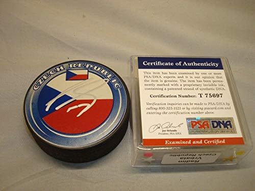 Radim Vrbata İmzalı Takım Çek Cumhuriyeti Hokey Diski İmzalı PSA / DNA COA 1A-İmzalı NHL Diskleri