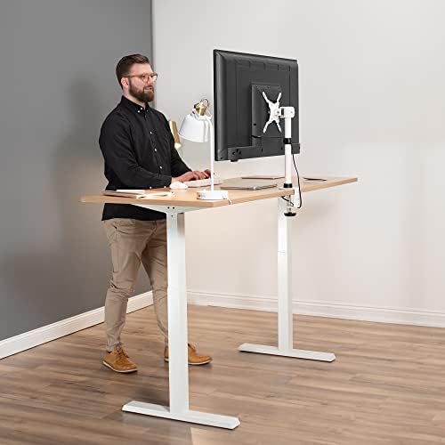 VİVO Ultra Geniş Ekran TV ve Monitör Masası Montajı, 42 inç'e kadar Ekranlar için Ayarlanabilir Yükseklik ve Eğim Standı, Beyaz, STAND-V101CW