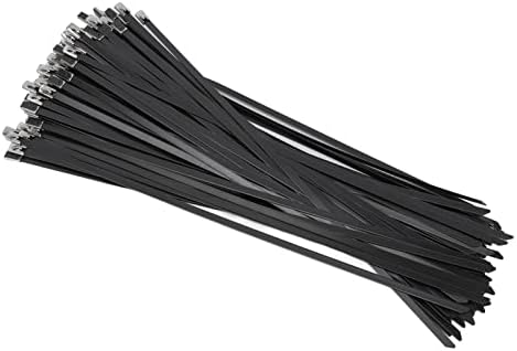 100 adet 304 Paslanmaz Çelik Kablo Bağları Siyah Zip Bağları Sarma Kilitleme Bağları Kendinden Kilitleme Gemi Etiketi Kablo Demeti