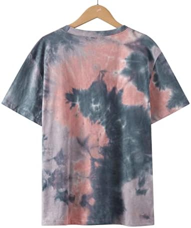 Kadın Artı Boyutu Kravat Boya T-shirt Moda Kısa Kollu Büyük Boy Üst Grafik T Shirt Genç Kızlar Rahat Gevşek Retro Bluz