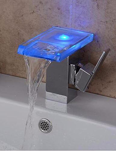 SJQKA-Su güç LED lamba musluk, sıcaklık kontrolü renk moda cam musluk, havza şelale musluk