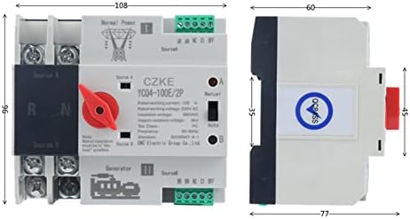 FEHAUK YCQ4-100E/2 P 63A 100A Din Ray ATS Çift Güç Otomatik Transfer Anahtarı Elektrik Seçici Anahtarları Kesintisiz Güç (Renk : YCQ4-100E