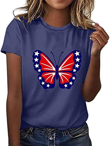 Bayan Gömlek Casual Şık Dördüncü Temmuz Vatansever Gömlek Bağımsızlık Günü Gevşek Amerikan Bayrağı Baskı Tees