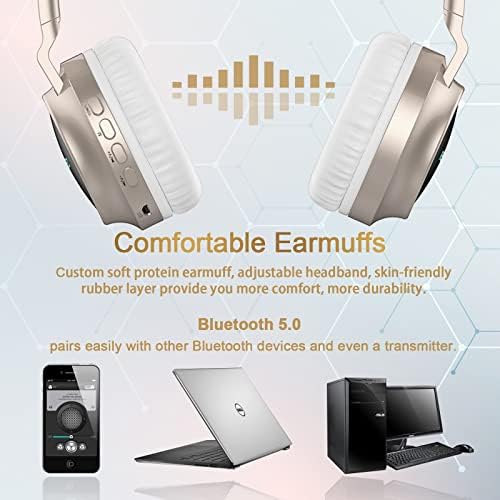 REETEC Kablosuz Bluetooth Kulaklıklar Kulak Üstü - [7 LED Işıklı Ekran] Katlanabilir Hi-Fi Stereo Derin Bas Kablolu ve Kablosuz Mikrofonlu