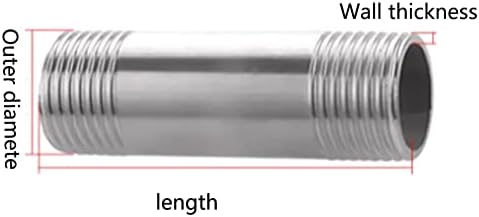 1 adet 304 paslanmaz çelik çift uçlu dişli boru 3/4, Dış çap27mm x Duvar kalınlığı3mm x uzunluk30cm, Boru bağlantısı için uygundur.