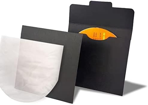 Lsenrioy 30 adet CD DVD Kollu Siyah Kraft Kağıt DVD Zarflar ve 30 adet Kollu Anti-Statik Şeffaf Şeffaf Plastik Kol, karton Zarflar