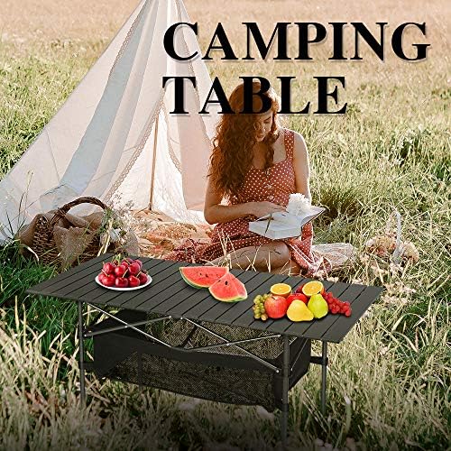 YUSİNG Taşınabilir kamp masası, Katlanır Alüminyum Roll Up kamp Masası için Taşıma Çantaları ile Açık Kamp, Yürüyüş, Piknik, Plaj,
