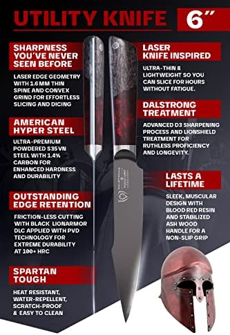 Dalstrong Maket Bıçağı-6 - Spartan Hayalet Serisi-Amerikan Dövme S35VN Toz Çelik-Akçaağaç ve Kırmızı Reçine Kolu-Kılıf