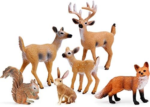 Orman Hayvanları Figürleri, Orman Yaratıkları Figürleri, Minyatür Oyuncaklar Kek Toppers (Geyik Ailesi, Tilki, Tavşan, Sincap)