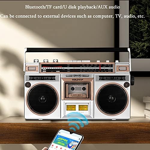 Taşınabilir Bluetooth Retro Radyo, Teyp Boombox, Bluetooth Teyp, AM / SW / FM Radyo ve Kaydedici, Destek U Disk / SD Kart Oynatma,