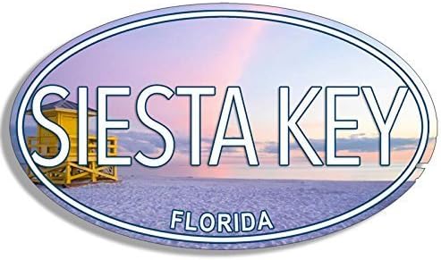 GHaynes Dağıtım Oval Siesta Anahtar Florida Sticker Çıkartması (fl Gulf Beach Sahil) 3x5 inç