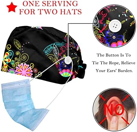 Renkli Kelebek çalışma kapağı Düğmeleri Ve Ter Bandı Ayarlanabilir Kravat Geri Şapka Kadınlar İçin