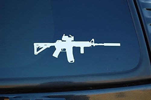 AR15 M4 Gun Sticker Vinil Çıkartması Boyut ve Renk Seçin!! Saldırı Tüfeği (V372) (5, Beyaz)